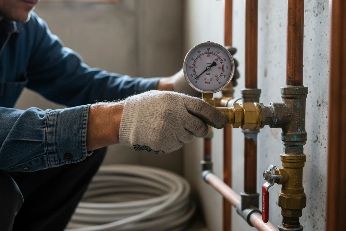 Pressure testing a repaired line during Water Line Repair in Lawn